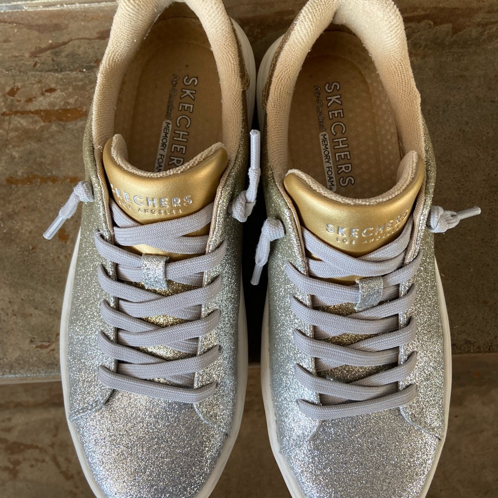 Skechers x Jane Treacy Glittering Silver/Gold Sneakers - Picture 4 of 8